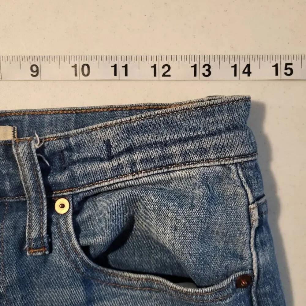 Madewell Womens High Rise Slim Crop Boyjean Sz 25 Blue Distressed Raw Hem Casual - Picture 8 of 10